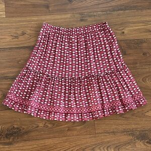 Max Studio Maroon, Pink, and White Patterned Skater Skirt